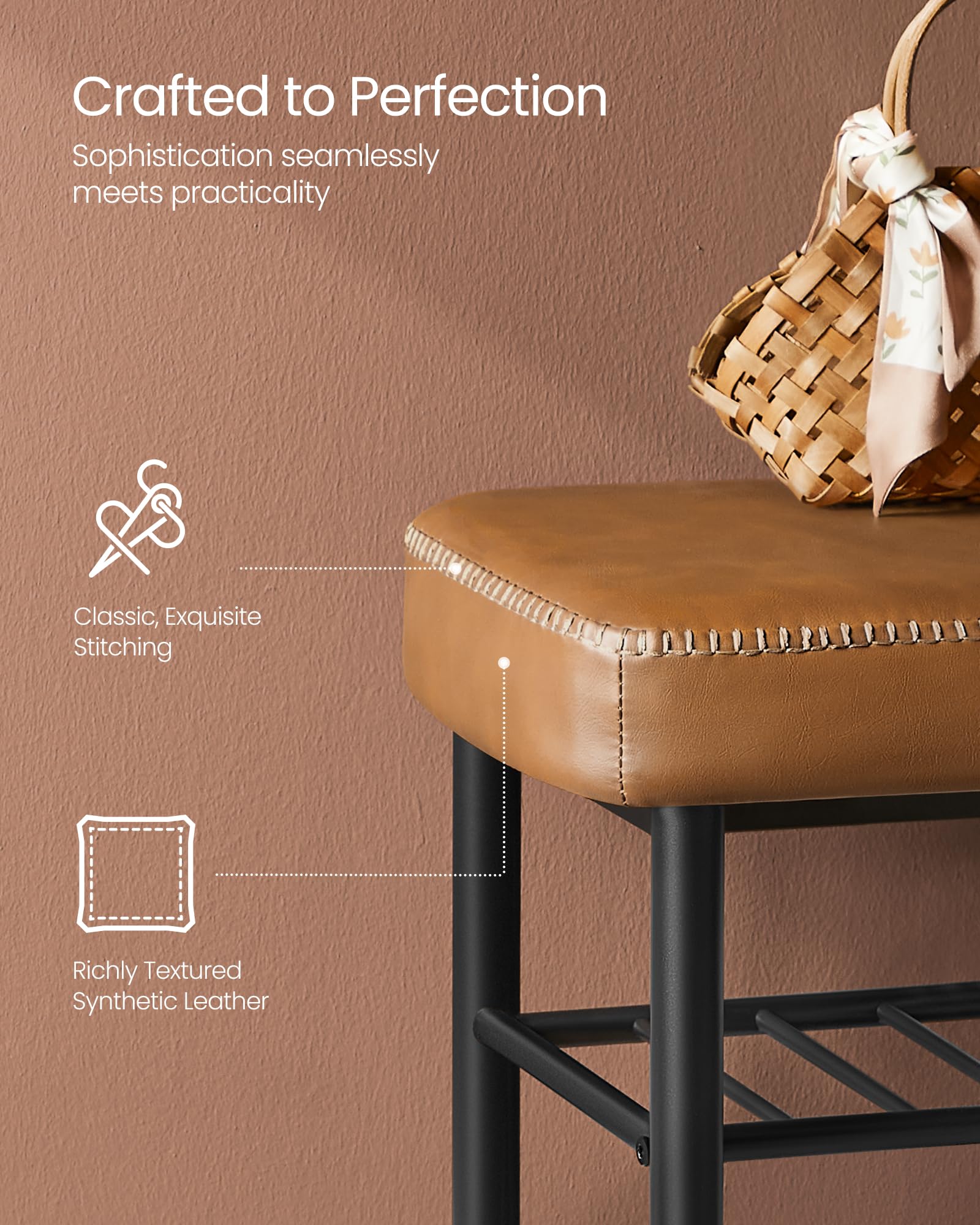 VASAGLE EKHO seat with 2.4-inch foam for comfortable seating.