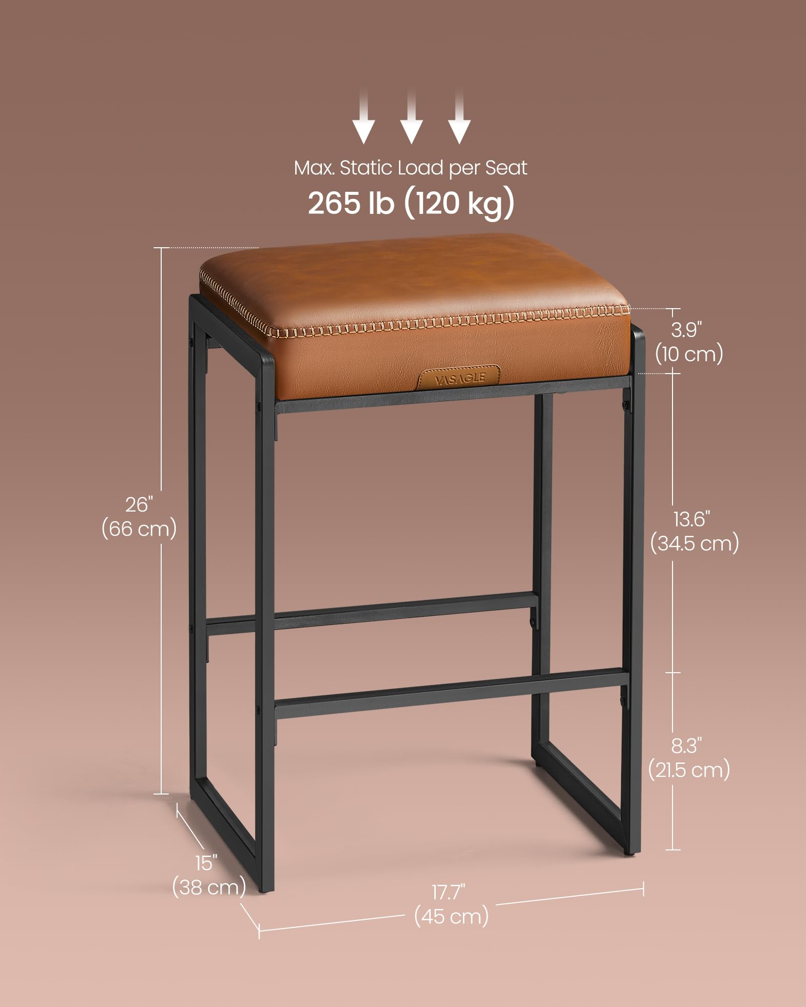 VASAGLE EKHO 26-inch tall counter stools fit kitchen counters comfortably.