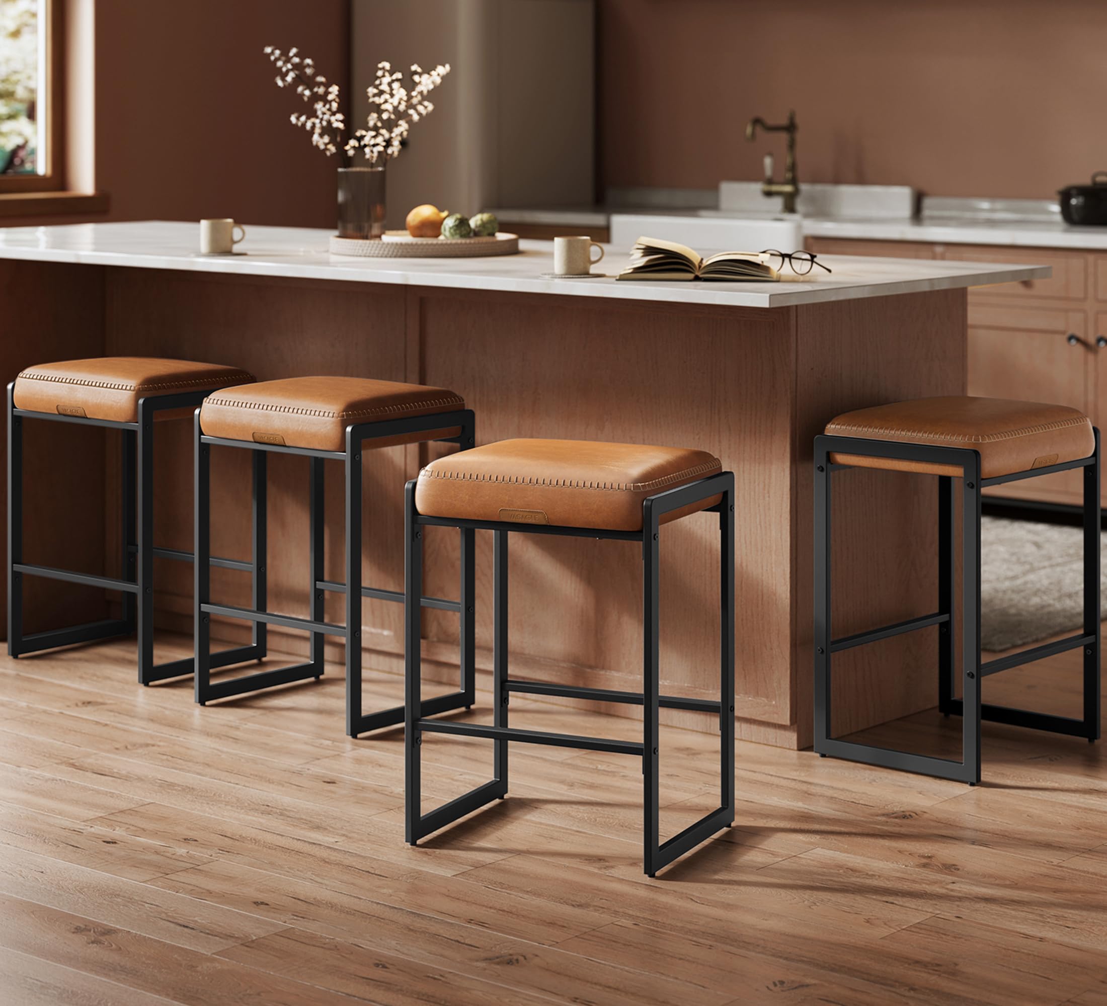 VASAGLE EKHO bar stool full seat offers spacious comfort for quick meals.
