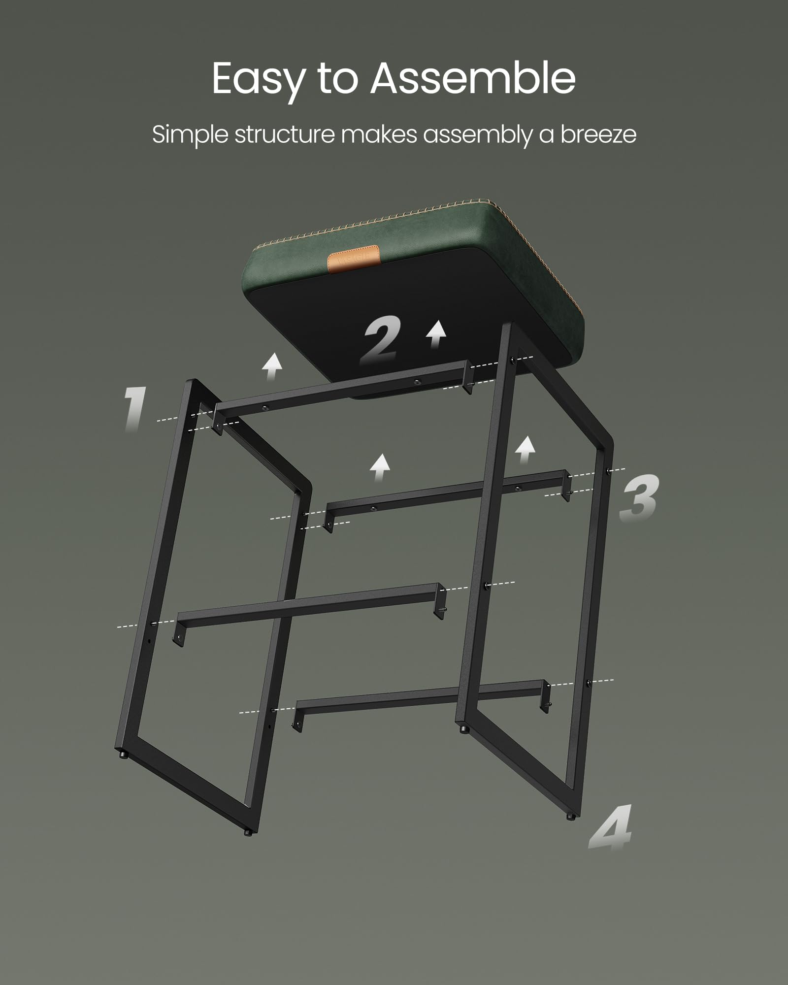 VASAGLE Ekho forest green bar stool in a kitchen or dining setting