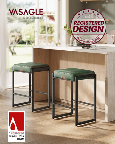 VASAGLE Ekho forest green bar stool side view showing silhouette and stitching