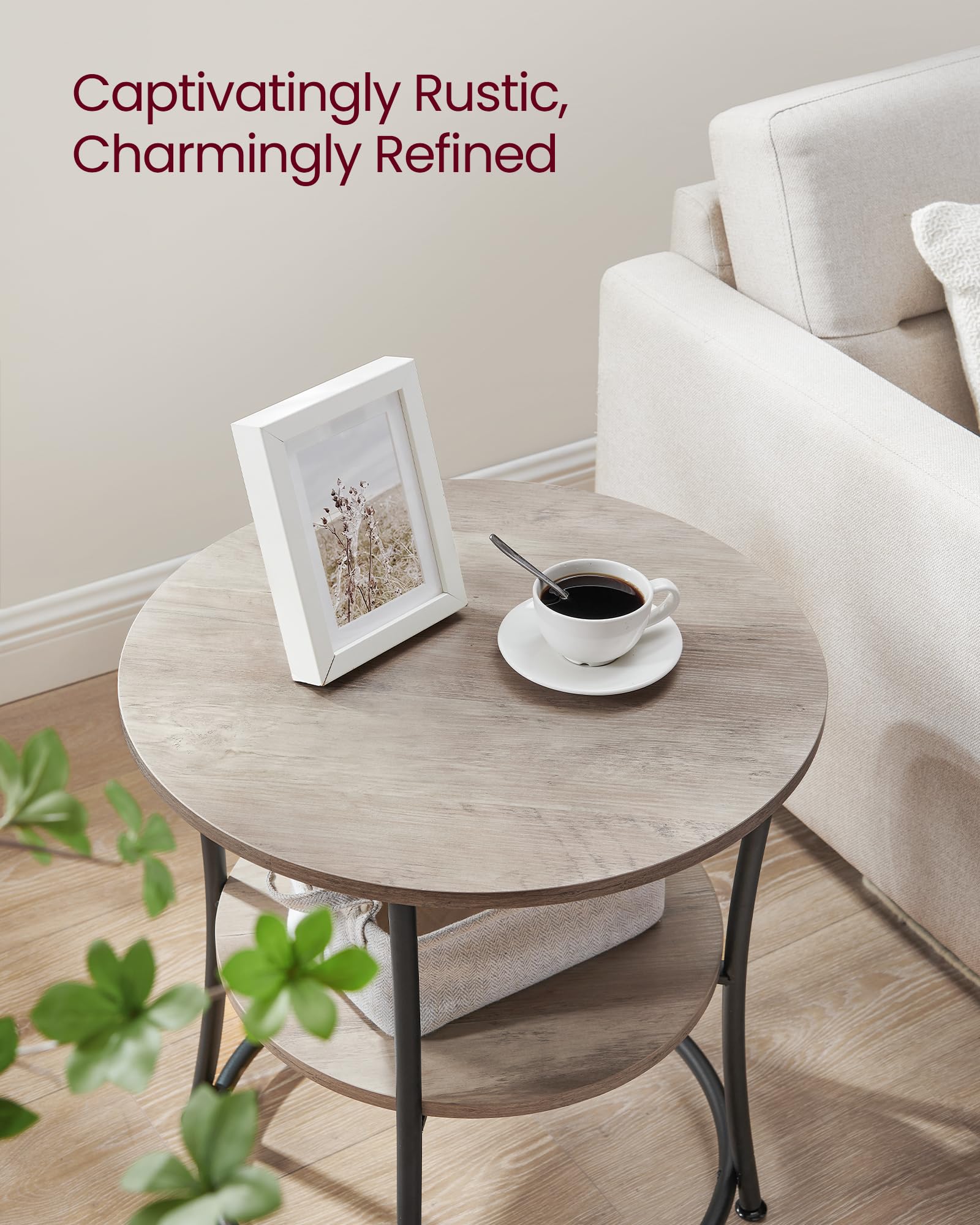 VASAGLE end table adjustable feet — keeps balance on uneven floors.