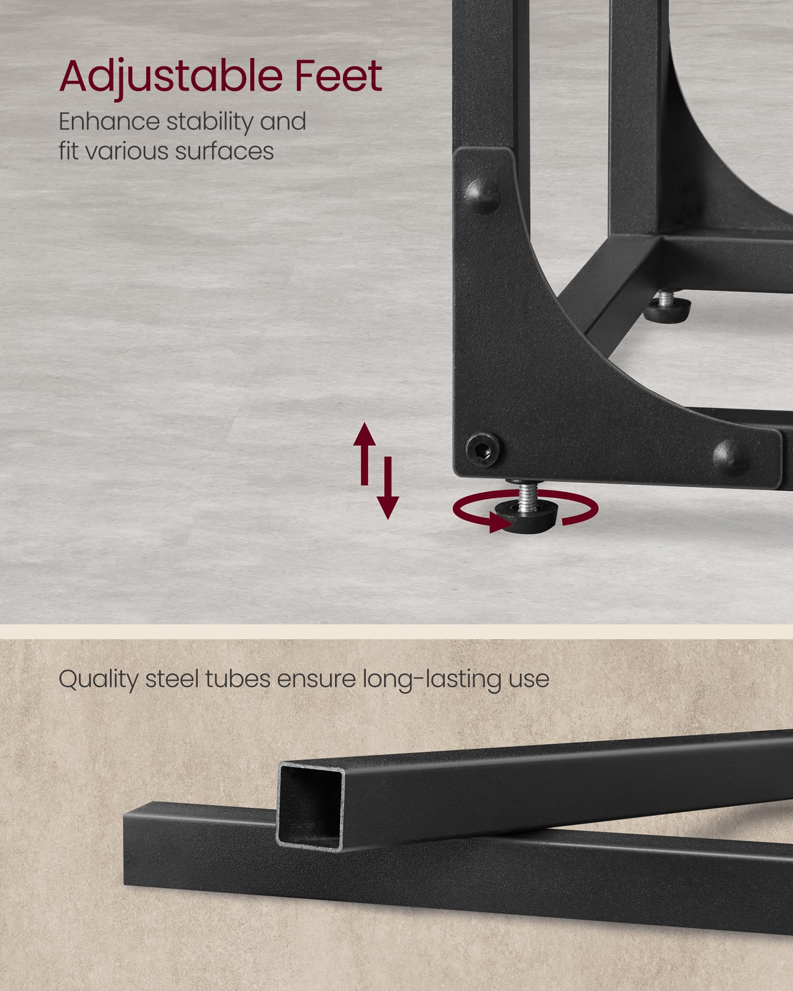 VASAGLE C-shaped end table assembly steps shown for quick, easy setup