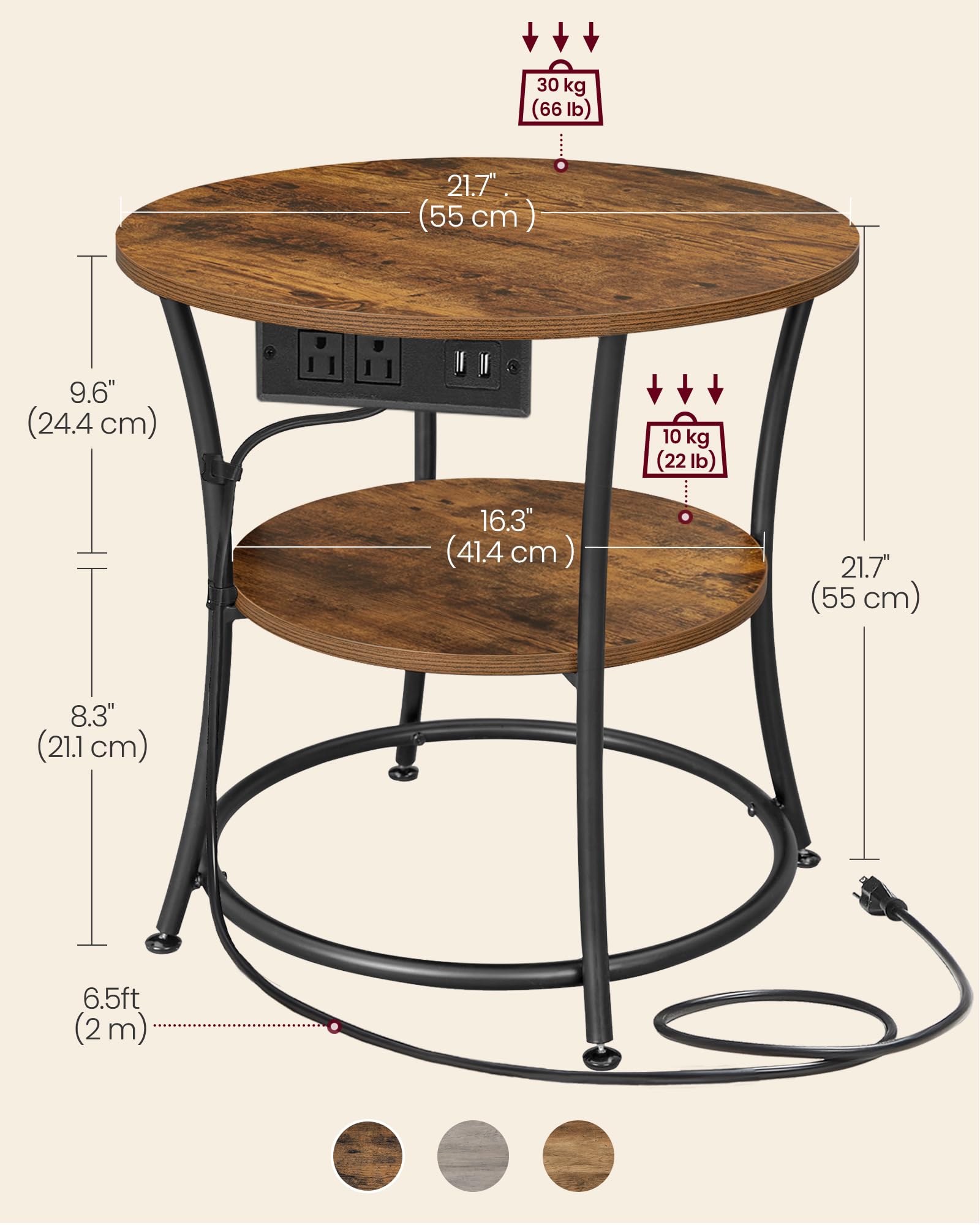 VASAGLE end table assembly-steps shows quick, simple setup.
