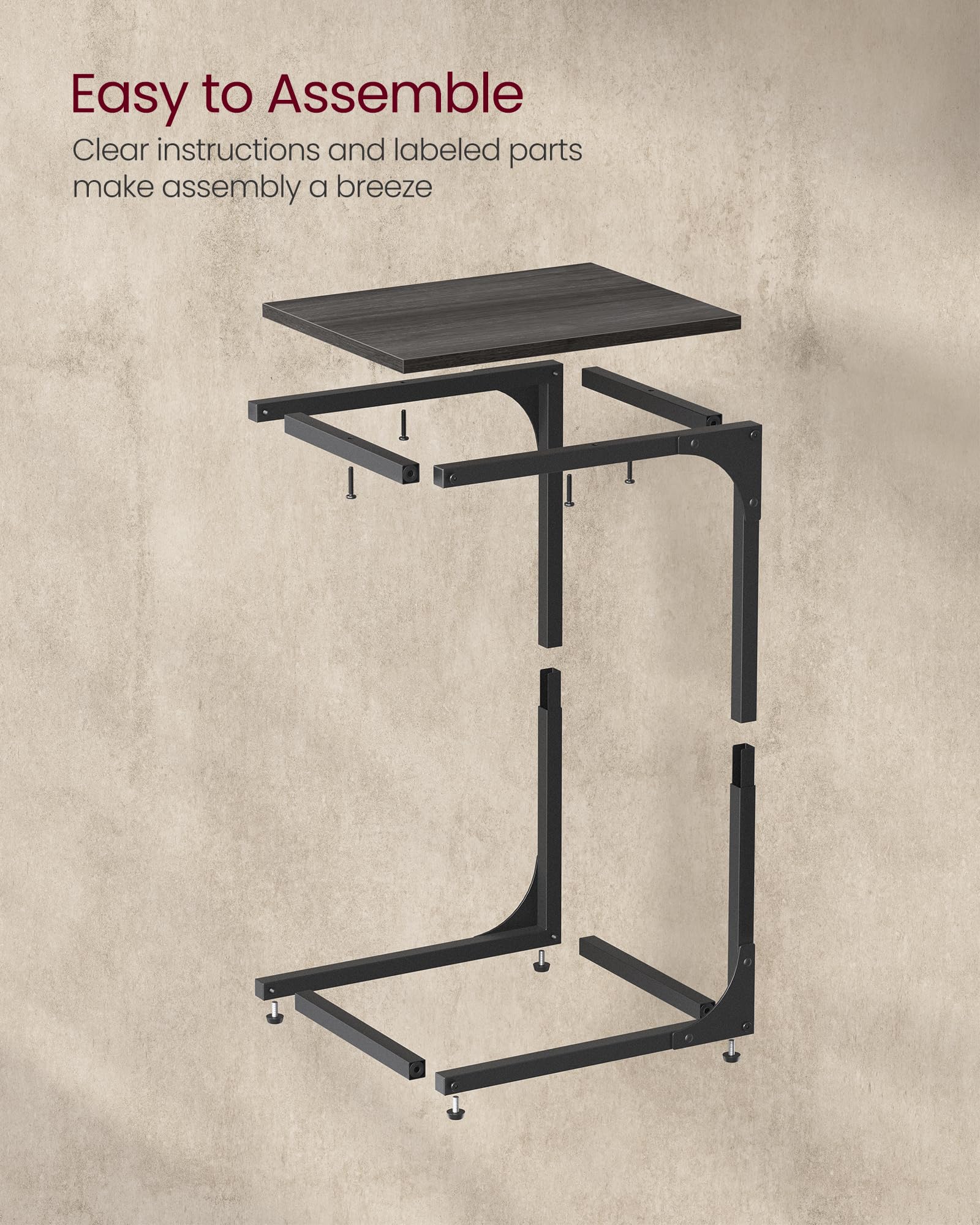 VASAGLE bedside table with compact footprint fits tight spaces.