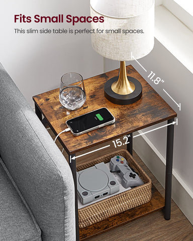 VASAGLE end-table placed beside a bed as a convenient bedside option