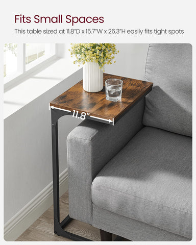 VASAGLE end table as bedside companion for light reading.