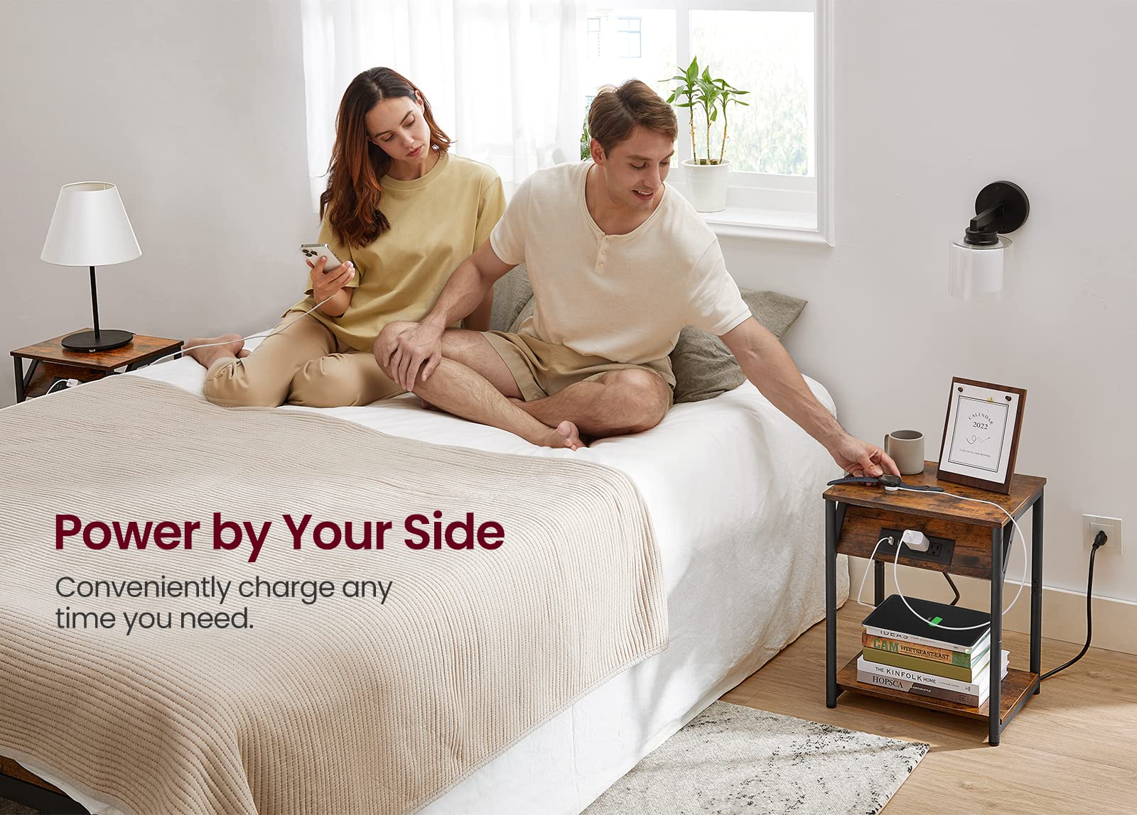 VASAGLE end-table compact dimensions illustrate space-saving footprint