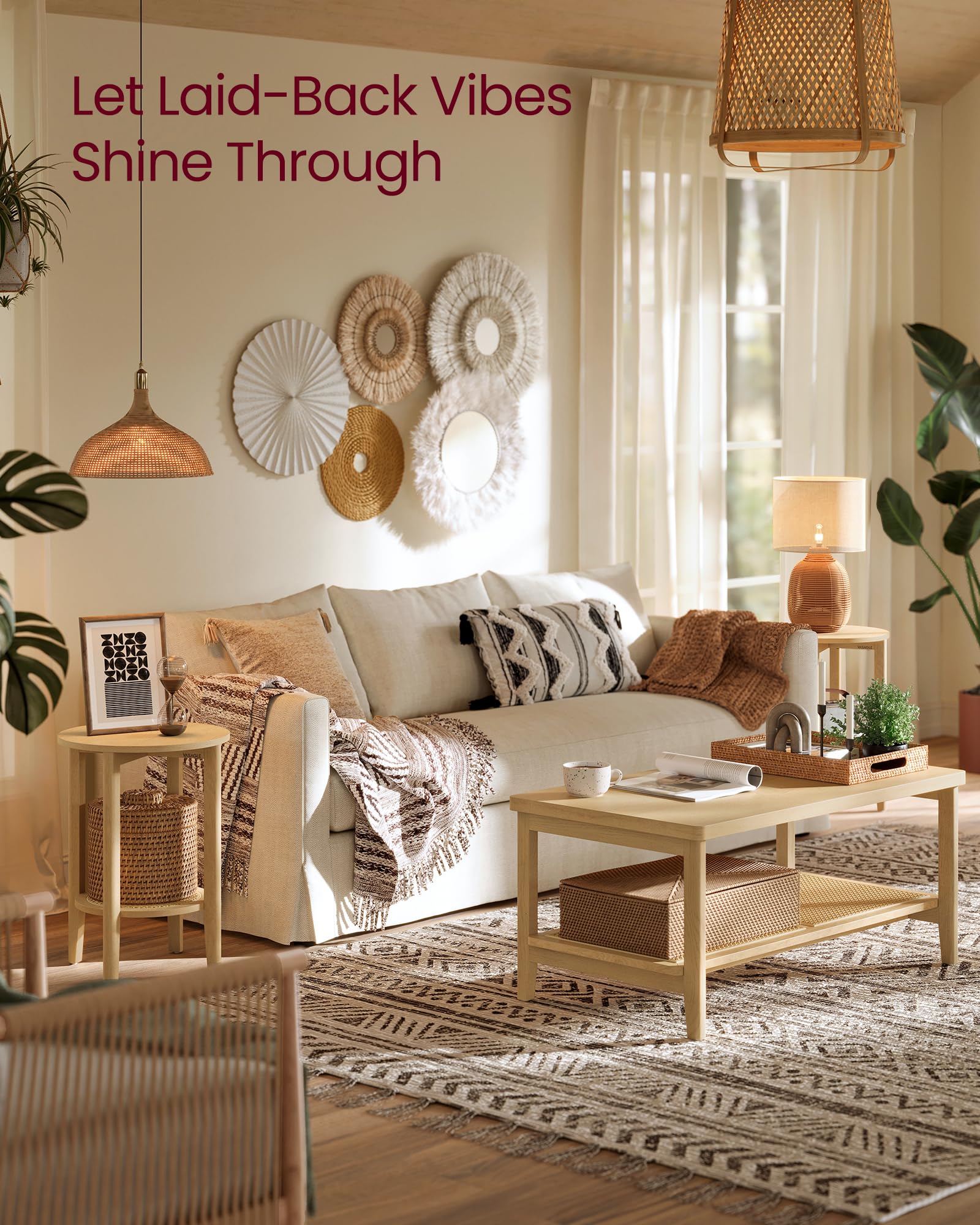 VASAGLE end table with display shelf ideal for books and decor