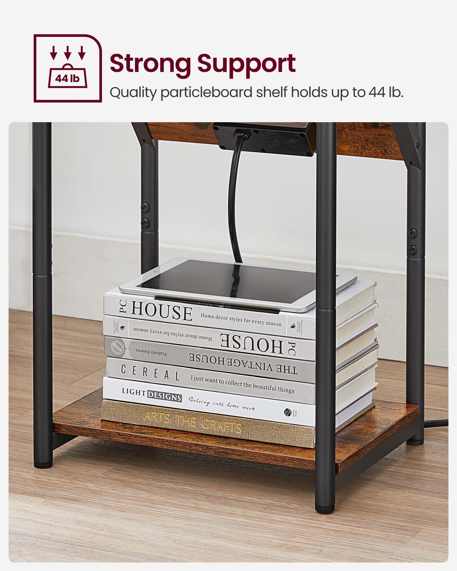 VASAGLE end-table easy assembly with numbered parts for quick setup