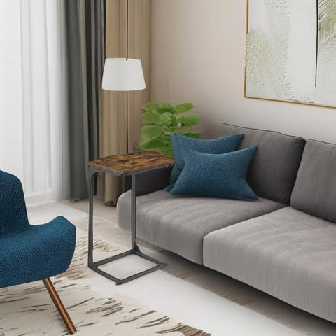 VASAGLE end table living room setup shows versatile use beside sofa.