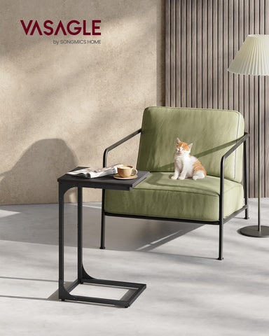 VASAGLE end table metal frame close-up highlights sturdy construction.
