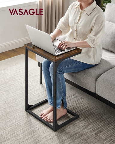 VASAGLE end table metal frame detail highlights sturdy support for laptops.