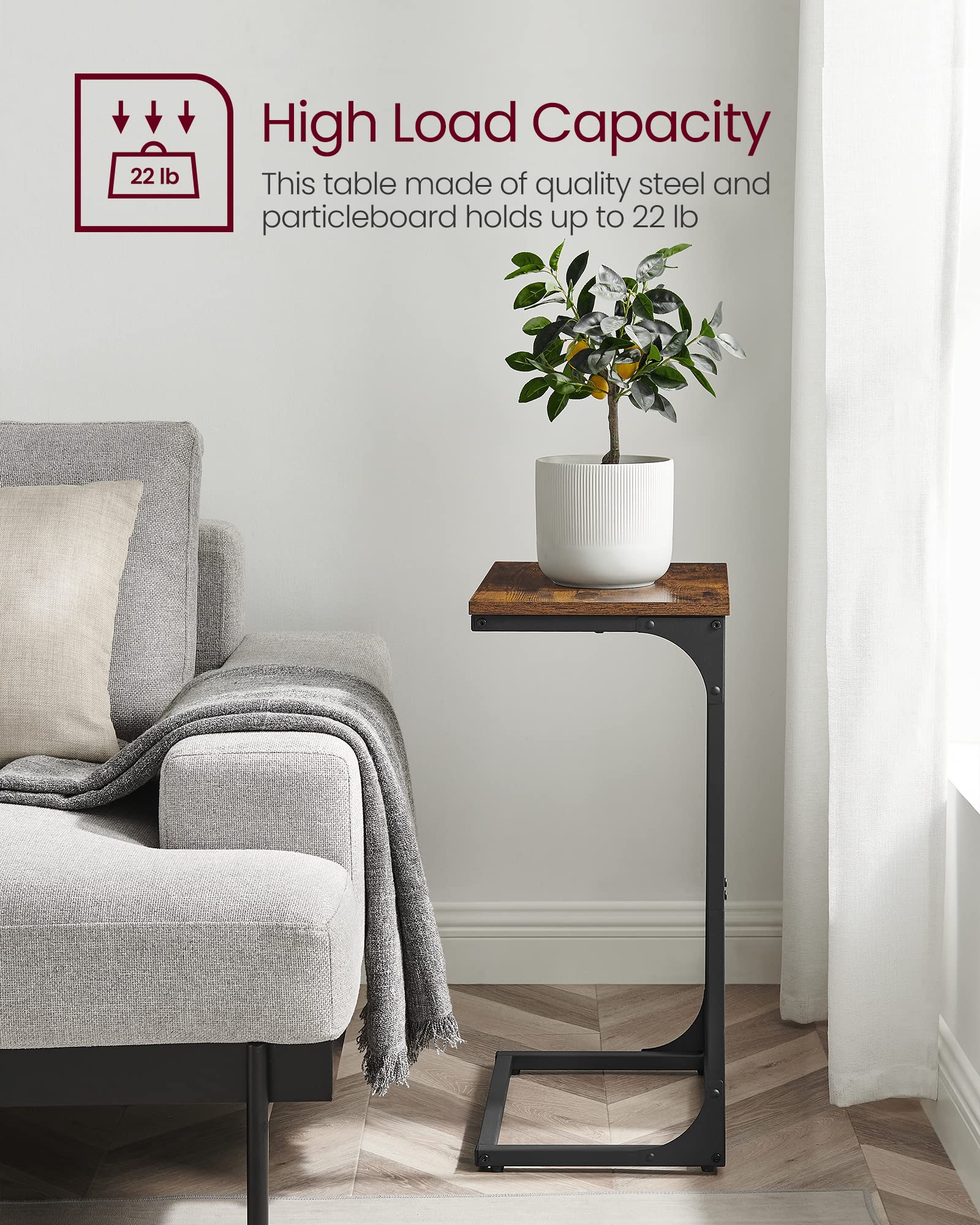 VASAGLE end table ideal for remote and snack setup.