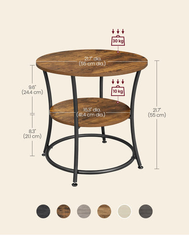 VASAGLE end table fits small spaces beside the sofa or in hallways.
