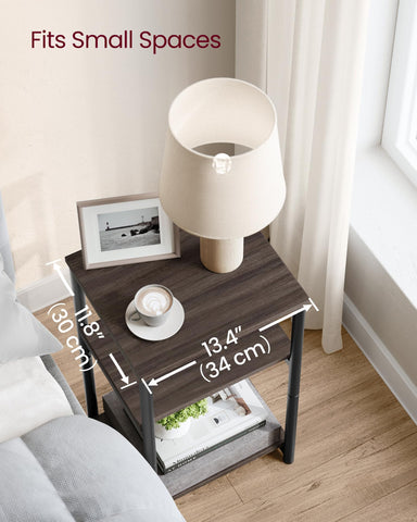 VASAGLE end table with steel frame offers stable support for daily use.