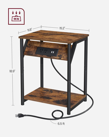 VASAGLE end-table steel frame emphasizes sturdy, reliable support
