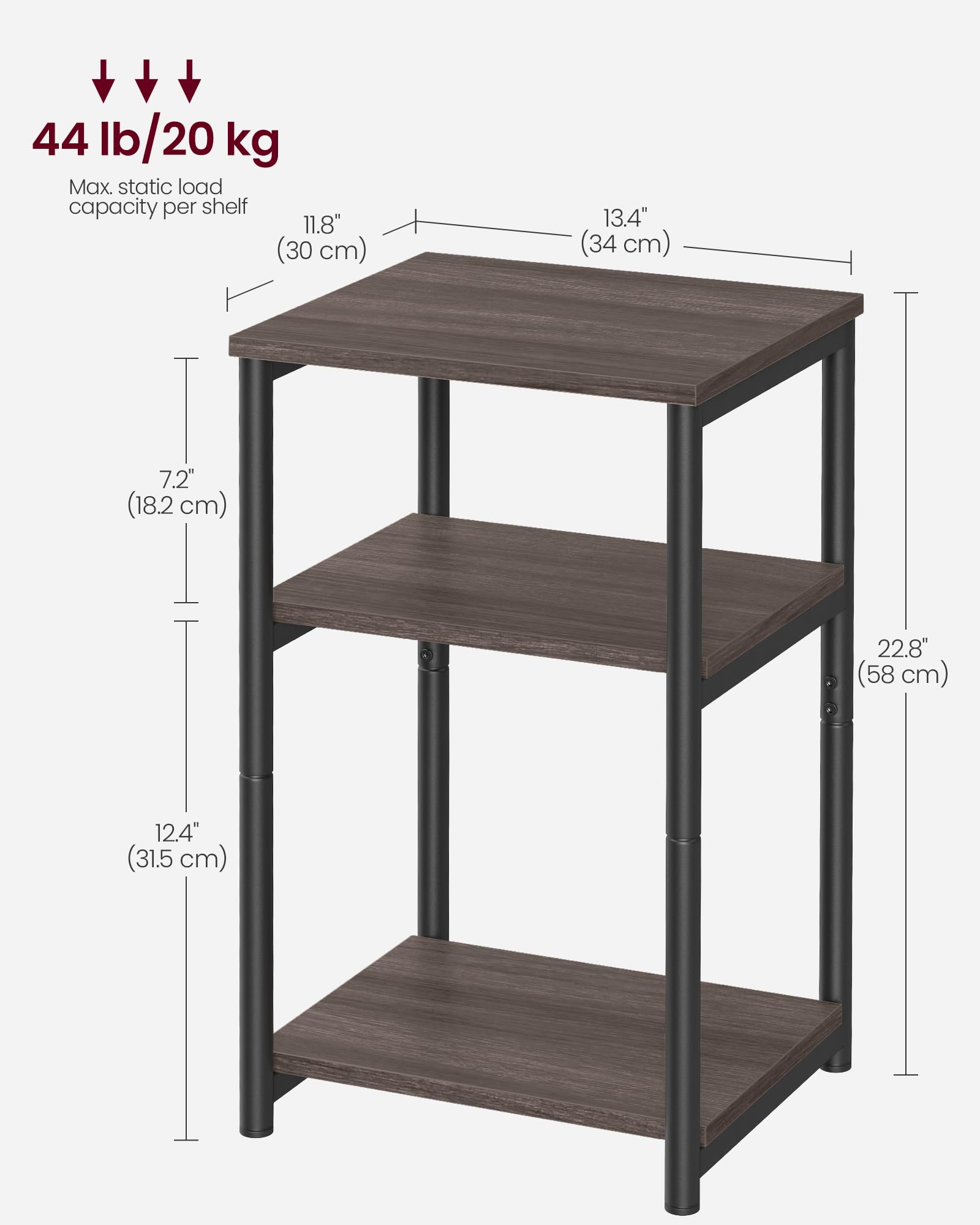 VASAGLE end table adapts to living room or bedroom setups.