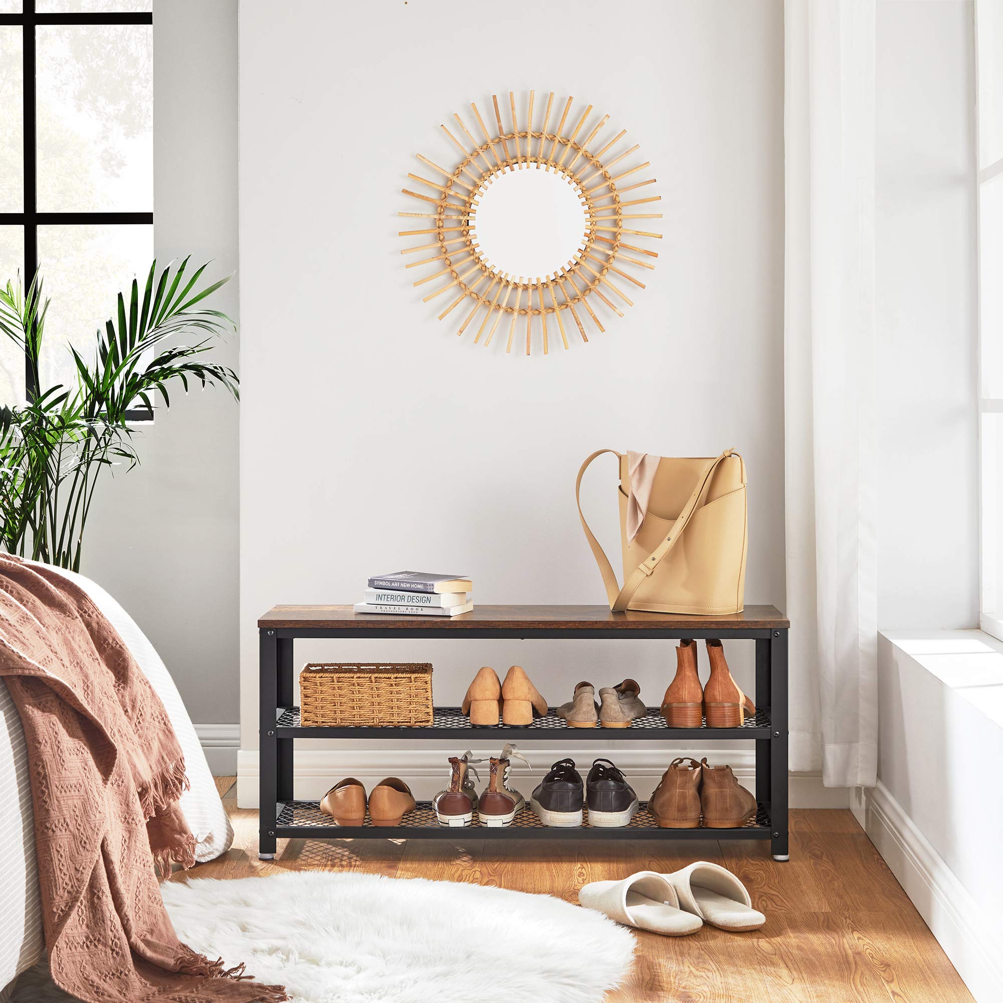 VASAGLE entryway bench seating with upper storage for essentials.