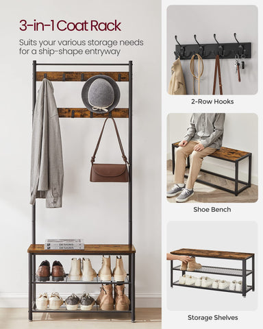 VASAGLE entryway bench provides seating and space to store shoes.