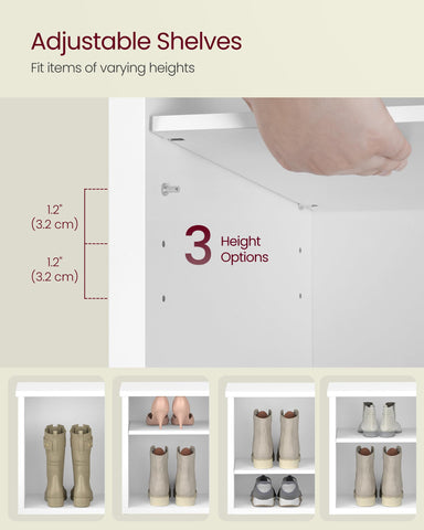 Cloud white VASAGLE entryway bench with sturdy top surface.