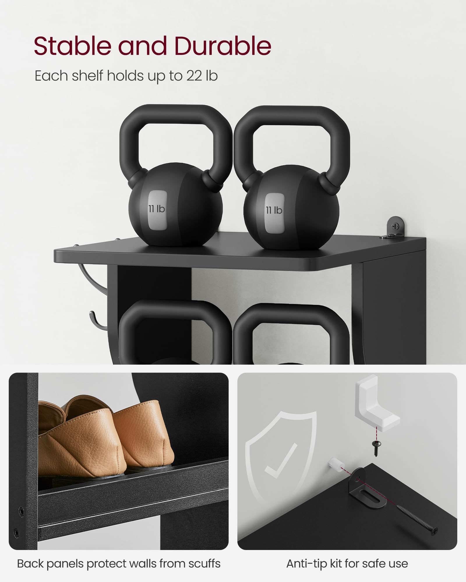 VASAGLE entryway organizer saves space in a narrow hallway