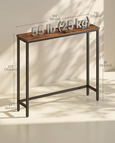 VASAGLE entryway table for keys and magazines, neatly organized.