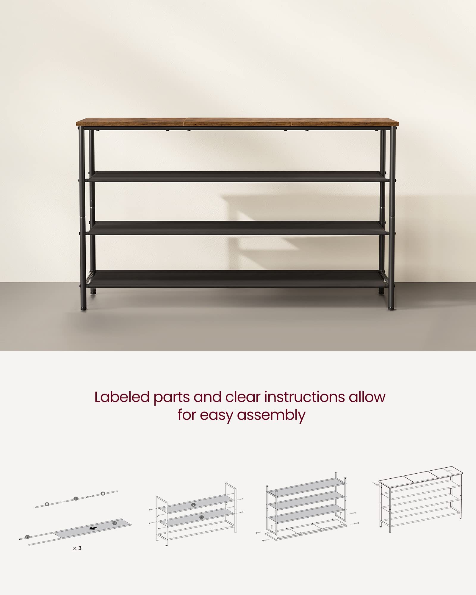 VASAGLE fabric shelves protect shoes while organizing