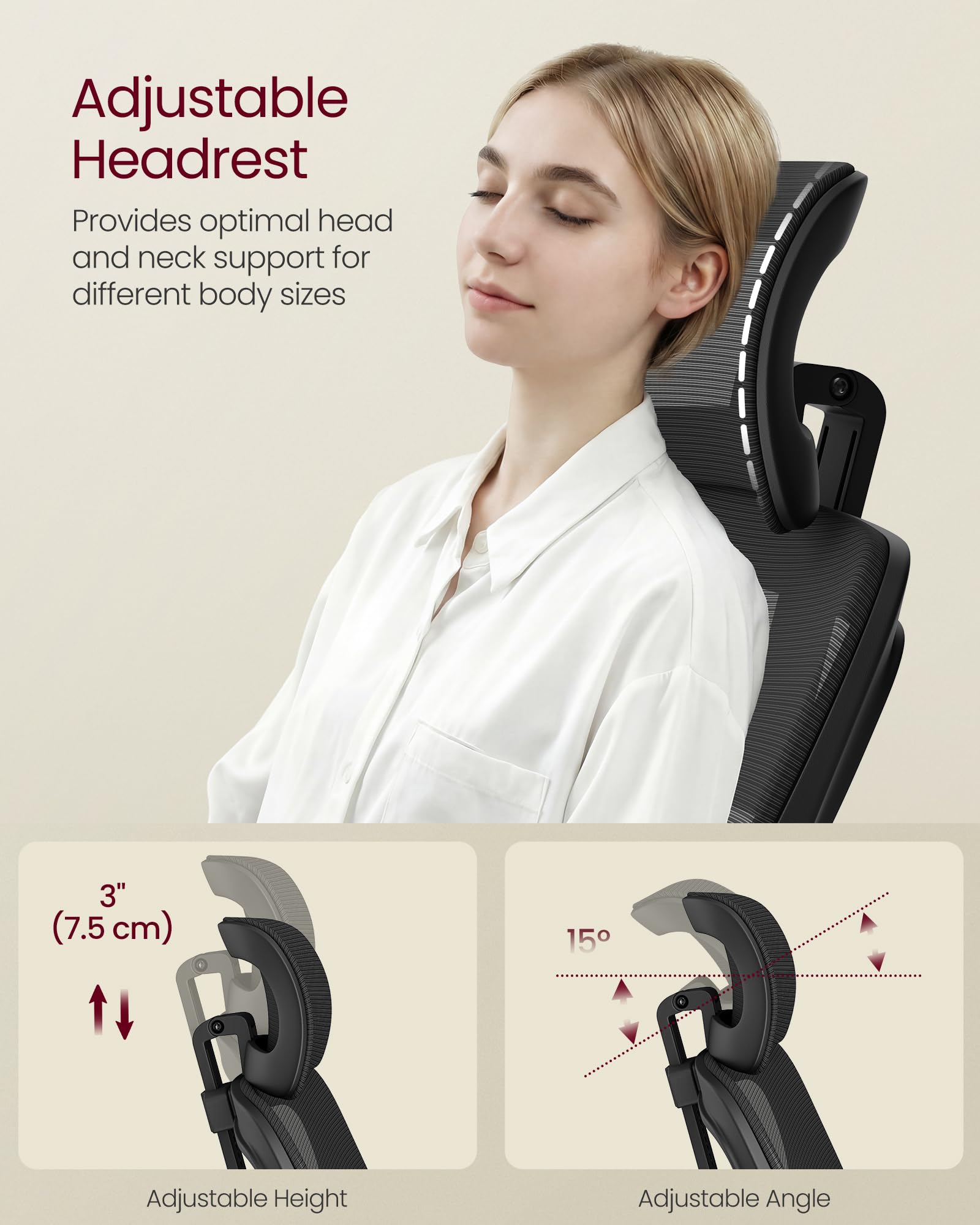VASAGLE flip-up armrests allow easy under-desk storage.