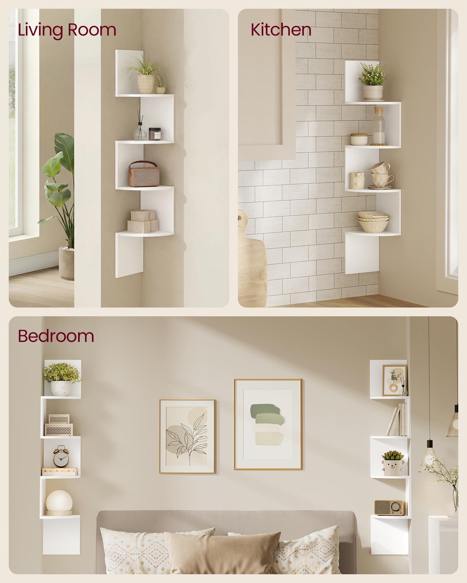 VASAGLE assembly kit included for quick wall-mounted corner shelves
