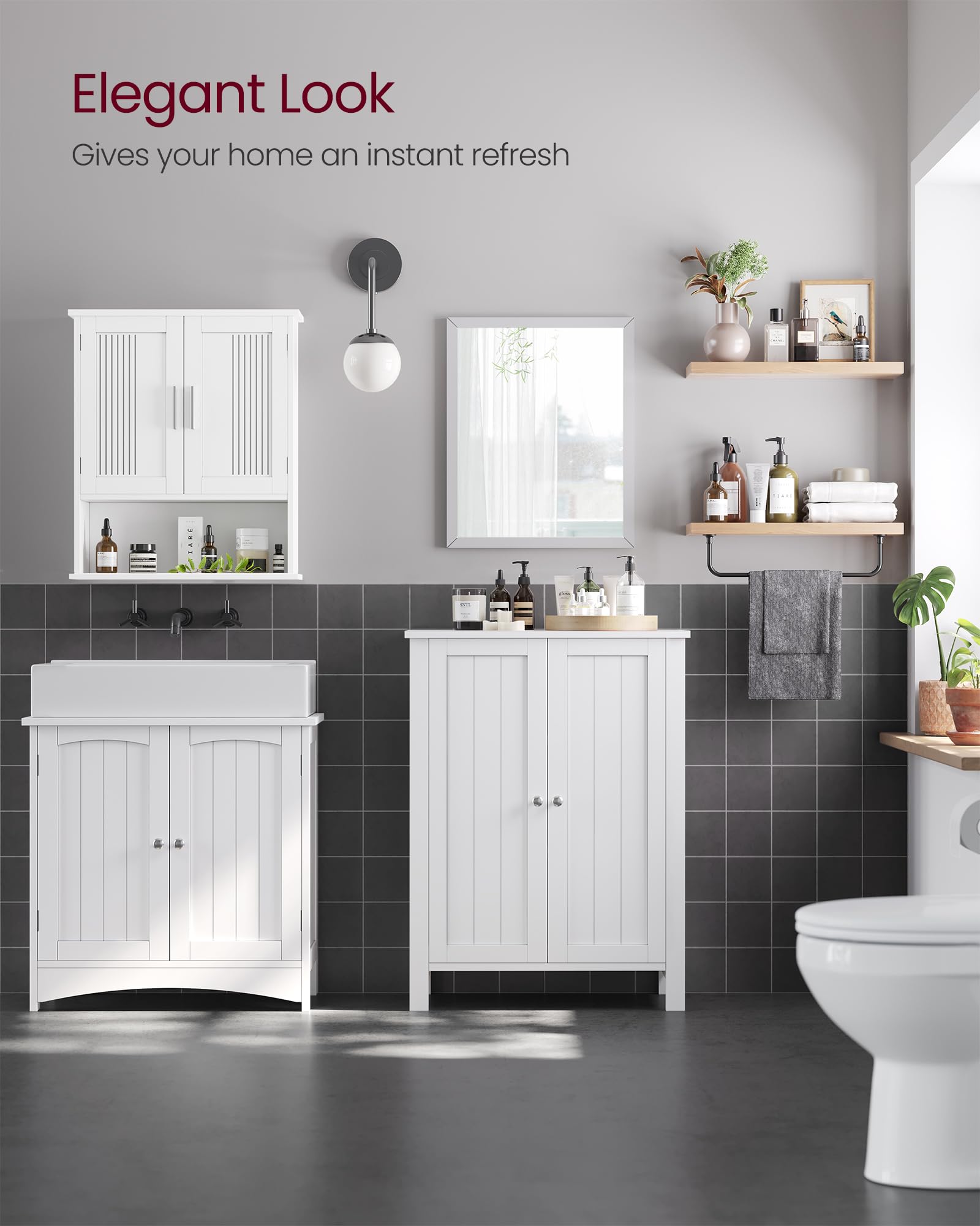 VASAGLE cabinet dimensions help plan room layout