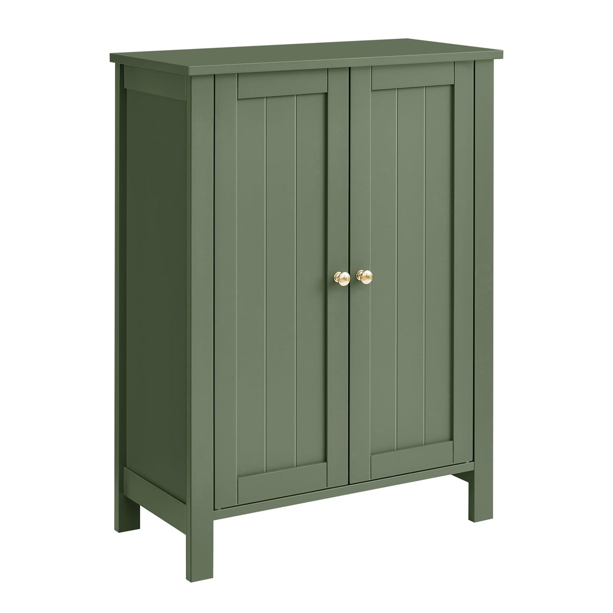 VASAGLE floor storage cabinet forest green front view showing compact storage.