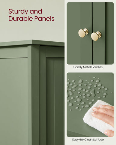VASAGLE cabinet in living room for organized surfaces.