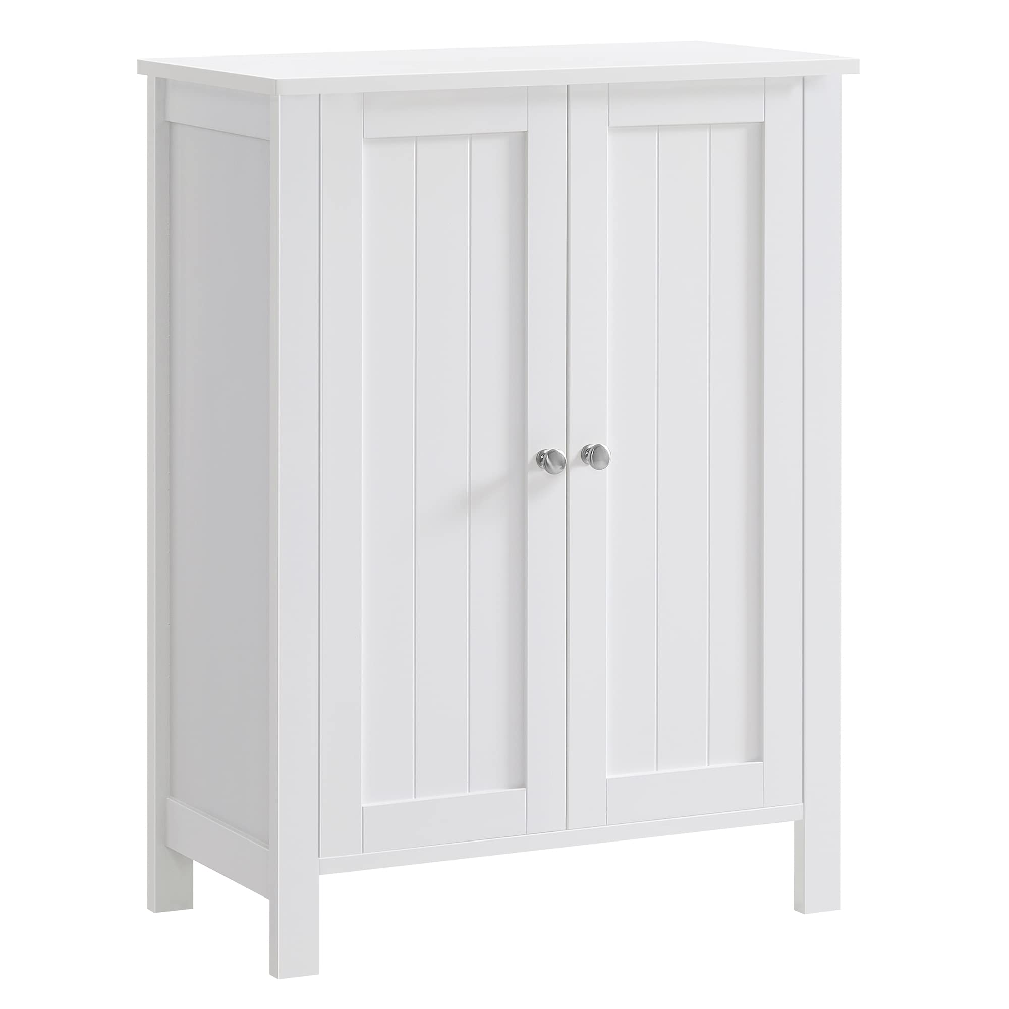 VASAGLE cabinet front view in cloud white, compact and stylish storage for any room