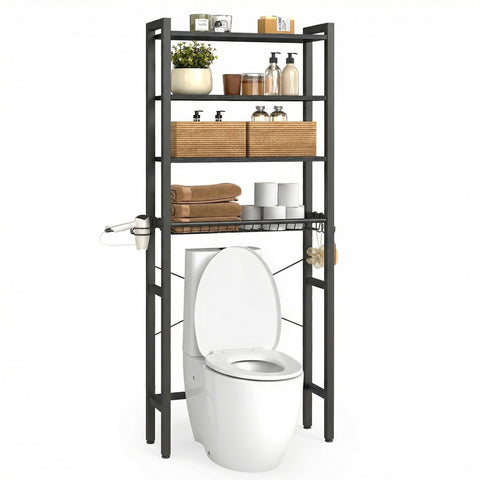 VASAGLE four-tier unit with storage basket for bathroom organization
