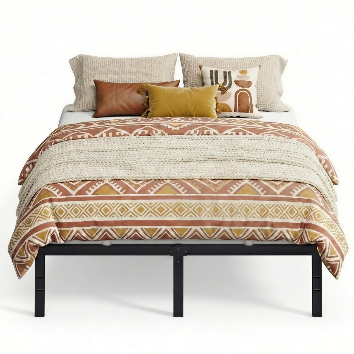 VASAGLE bed frame 14-inch height offers robust wobble-free support for any bedroom.
