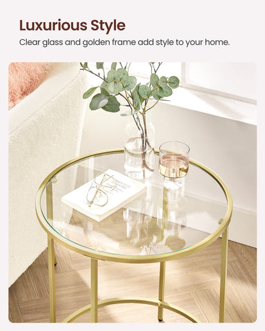 VASAGLE gold metal frame with sturdy legs providing stable support.