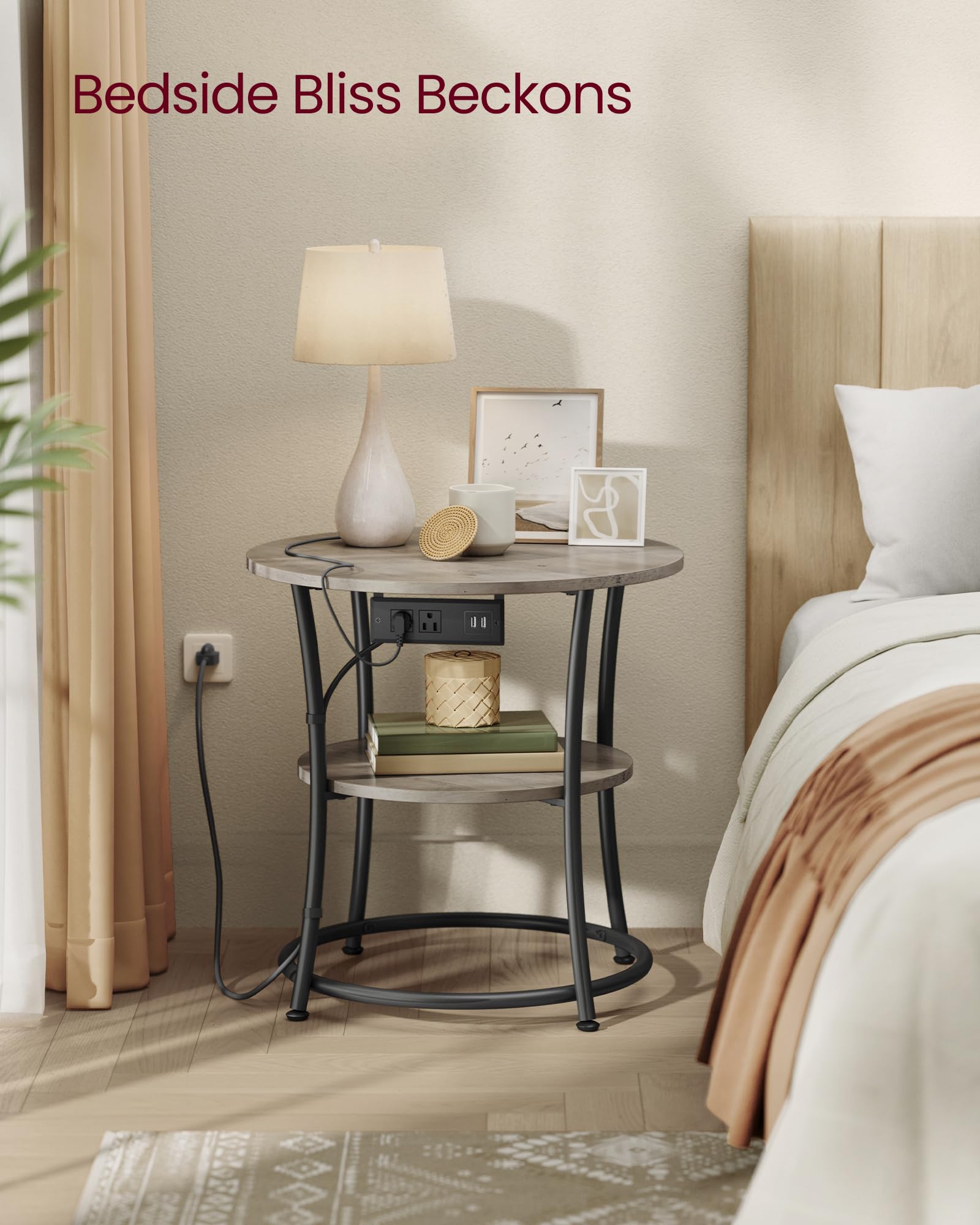 VASAGLE Heather Greige and Ink Black color combination in a modern interior