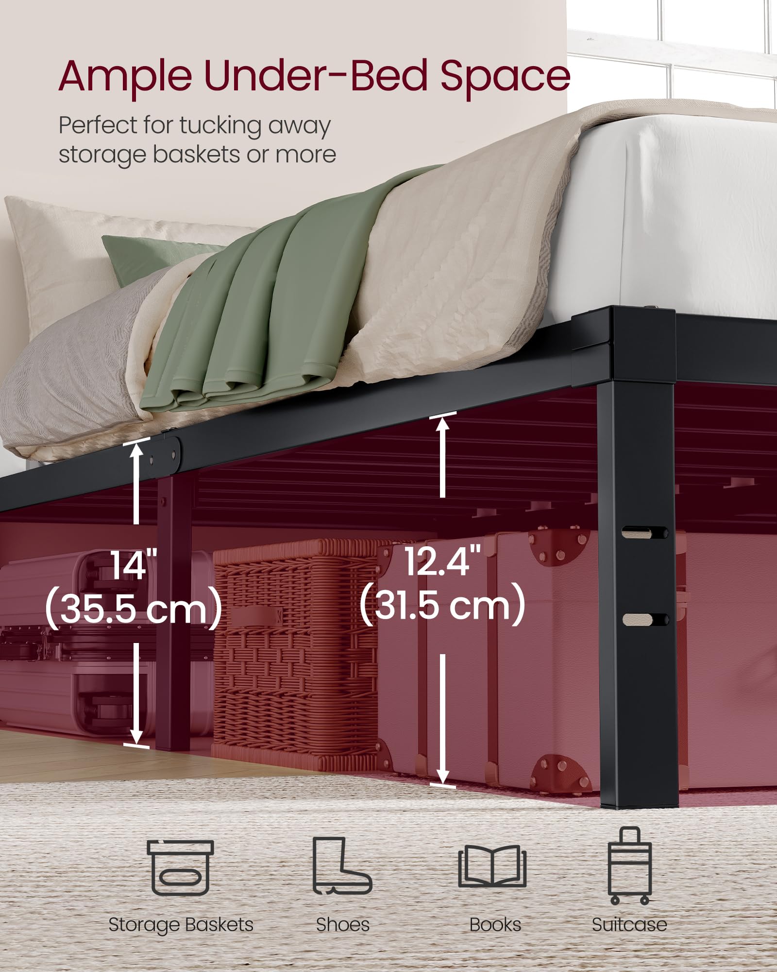 Heavy-duty design supports up to 1,100 lb for durable use.