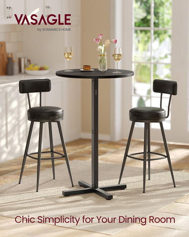 VASAGLE high-top pub table with cross base offers stable dining for guests.
