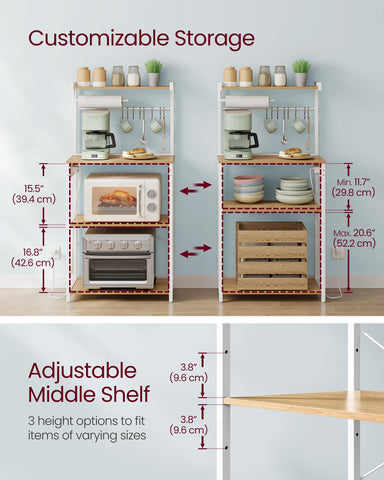VASAGLE bakers rack adjustable lower shelf for large or small appliances