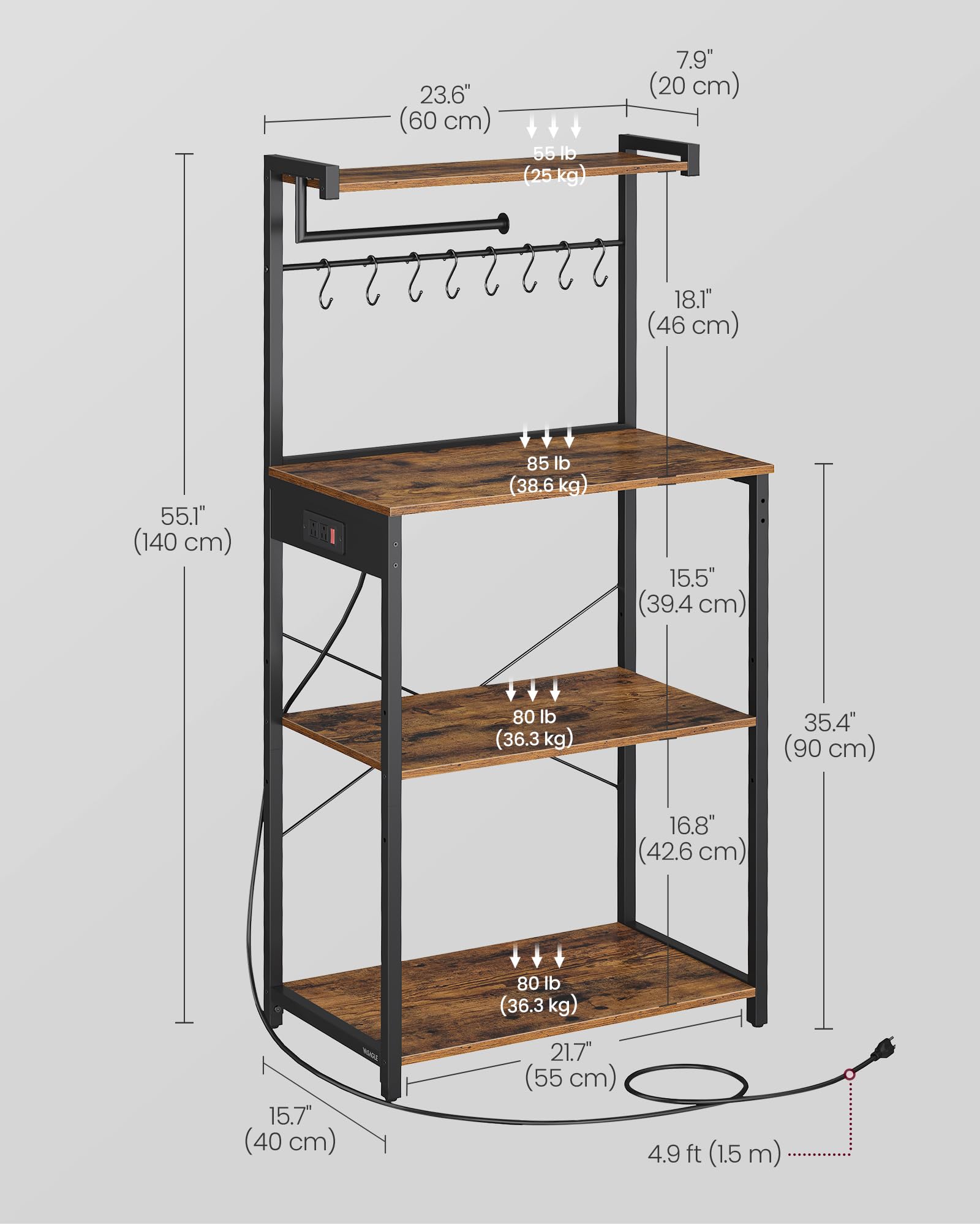 VASAGLE Kitchen Bakers Rack assembly-guide offers clear steps for quick setup.