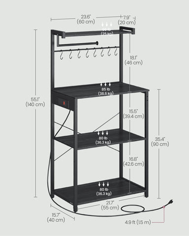 VASAGLE kitchen bakers rack compact design saves counter space.