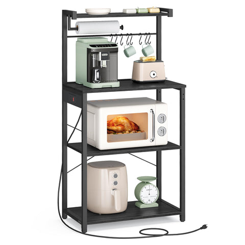 VASAGLE kitchen bakers rack with top shelf enhances kitchen storage in small spaces.