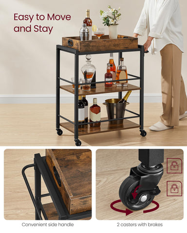 VASAGLE rustic brown and black finish adds warm, contemporary charm.