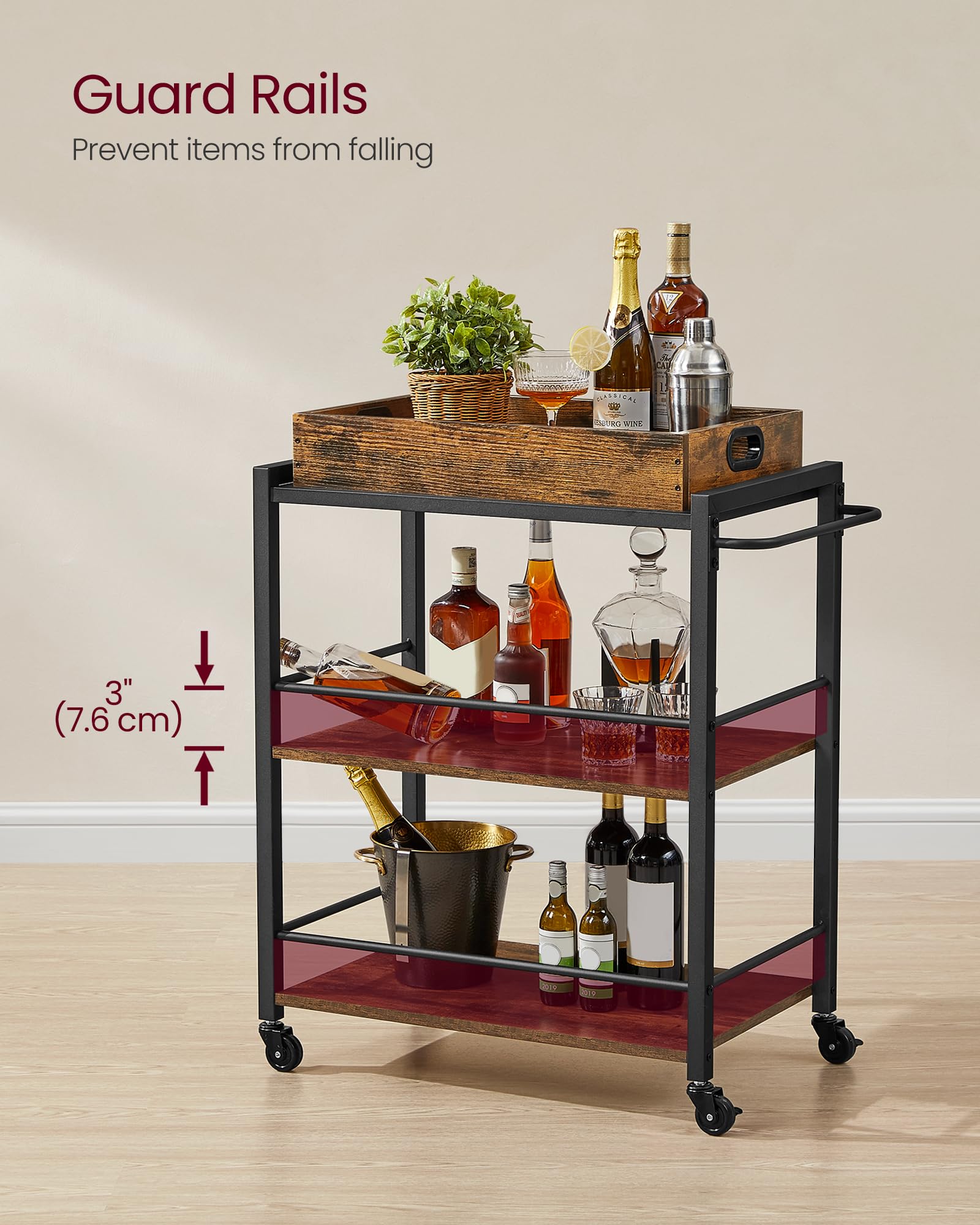 VASAGLE sturdy steel frame supports up to 132 lb total load.