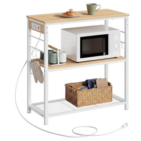 VASAGLE kitchen island Goldean oak white top enhances prep space with warm, inviting finish.