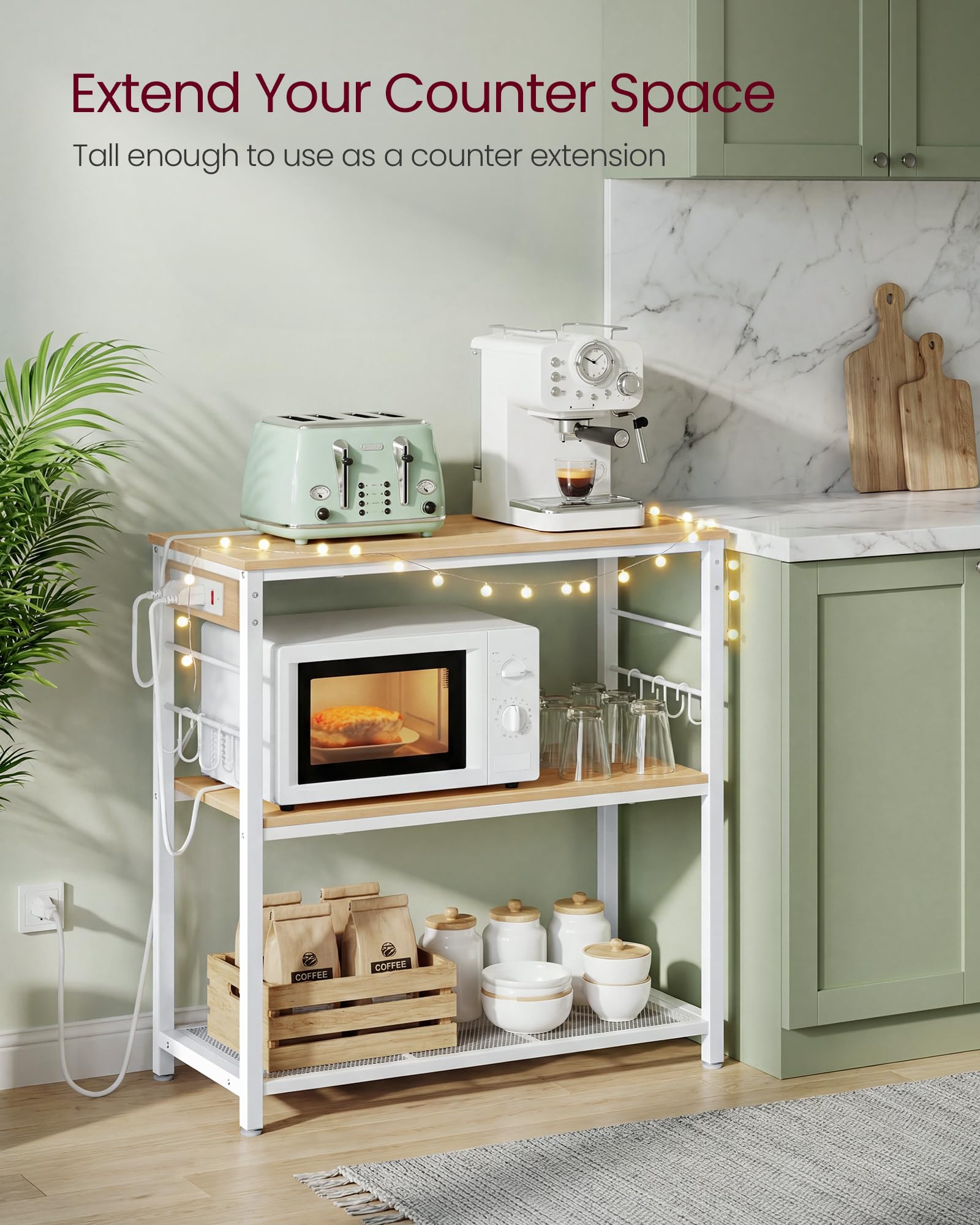 VASAGLE kitchen island three open shelves keep essentials within reach.