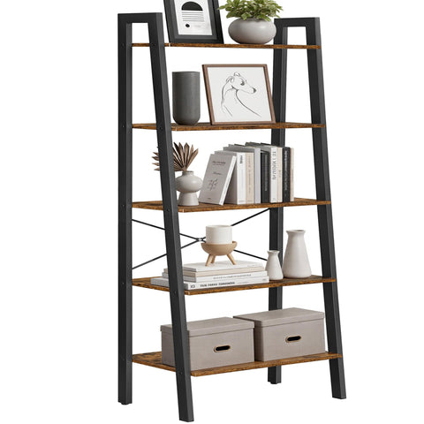 VASAGLE ladder shelf 5-tier bookcase in industrial style for organized living spaces