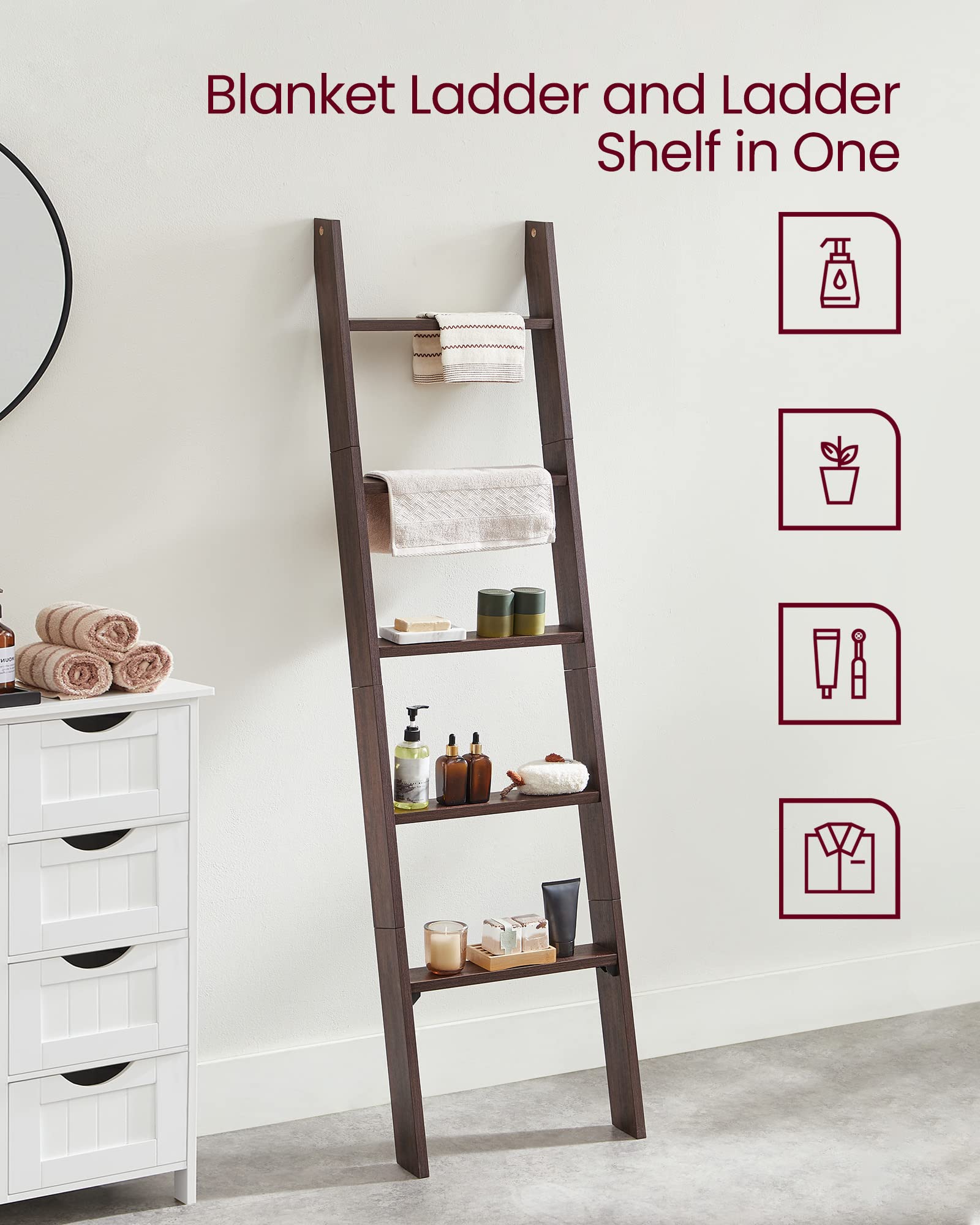 VASAGLE leaning ladder shelf for cosmetics and toiletries storage